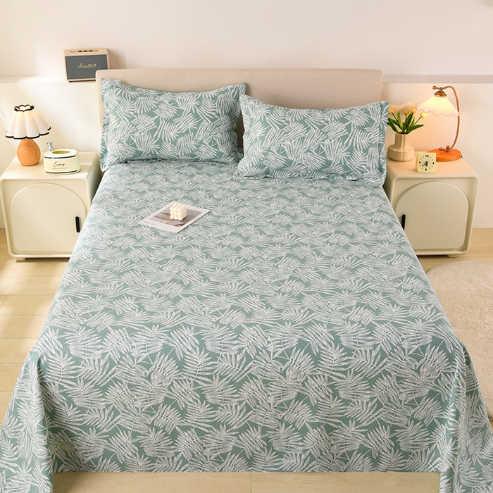 91家纺网 家纺一手货源 找家纺 润淳家居 2025新款老粗布三件套及单品 梦幻叶