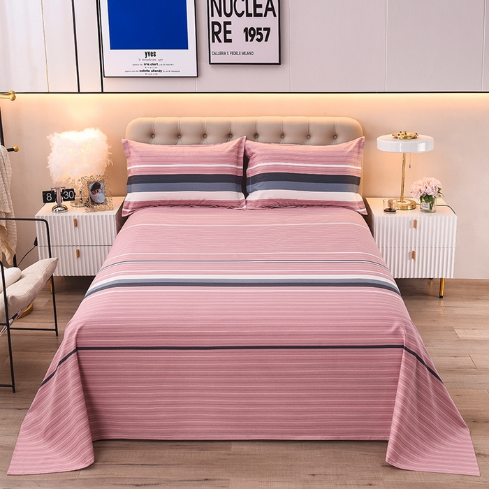 91家纺网 家纺一手货源 找家纺 润淳家居 2025新款老粗布三件套及单品 条纹情怀 豆沙