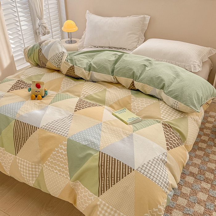 91家纺网 家纺一手货源 找家纺 绵庭家纺 2025新款12868全棉套件单品系列二单被套 云峰-绿