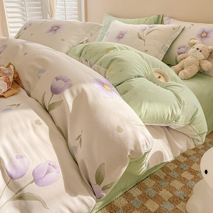 91家纺网 家纺一手货源 找家纺 绵庭家纺 2025新款12868全棉套件单品系列二四件套 奇异花朵