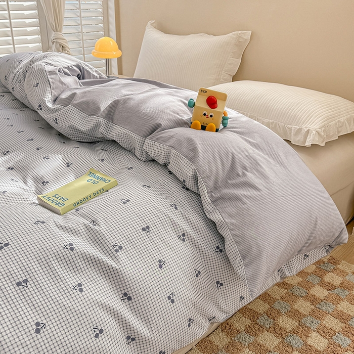 91家纺网 家纺一手货源 找家纺 绵庭家纺 2025新款12868全棉套件单品系列二单被套 樱姿-灰