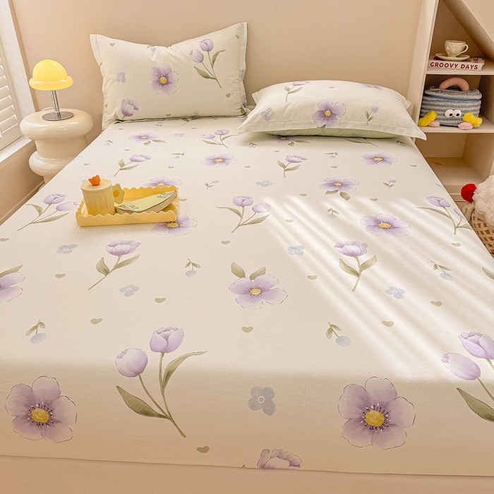 91家纺网 家纺一手货源 找家纺 2025新款12868全棉套件单品系列二单床笠 奇异花朵