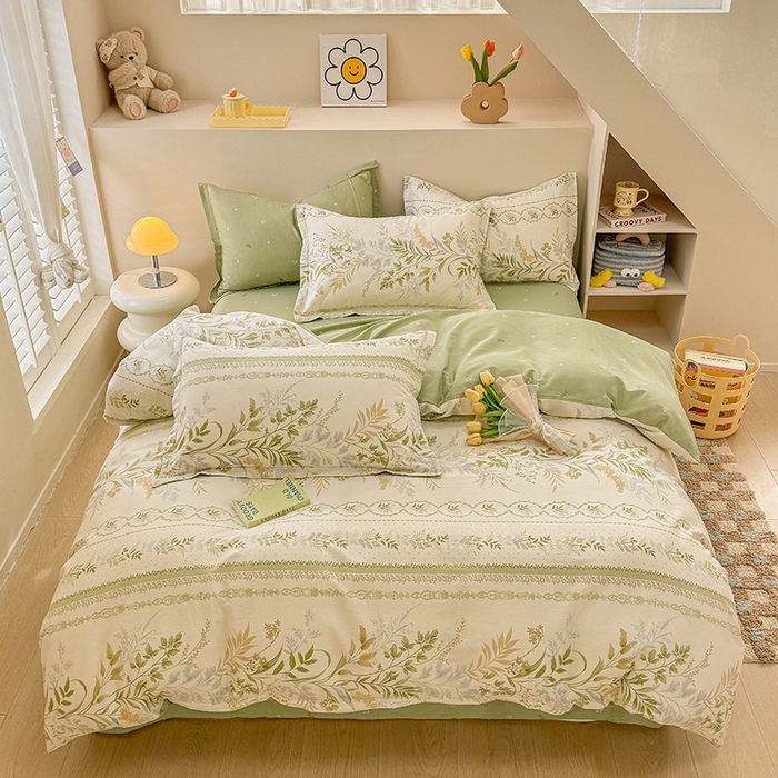 91家纺网 家纺一手货源 找家纺 绵庭家纺 2025新款12868全棉套件单品系列二四件套 沐雅清风