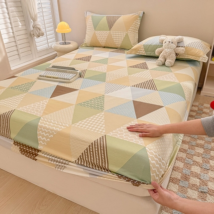 2025新款12868全棉套件单品系列二单床笠 云峰-绿