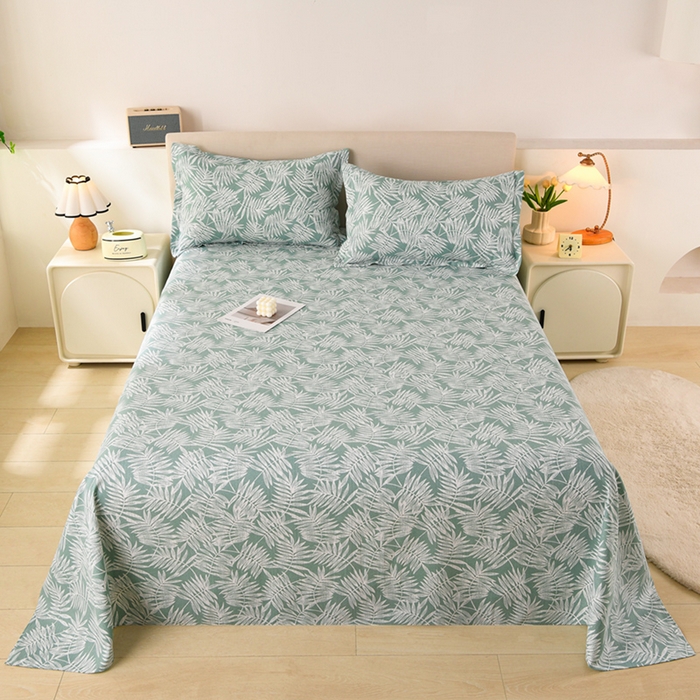 91家纺网 家纺一手货源 找家纺 润淳家居 2025新款老粗布三件套及单品 梦幻叶