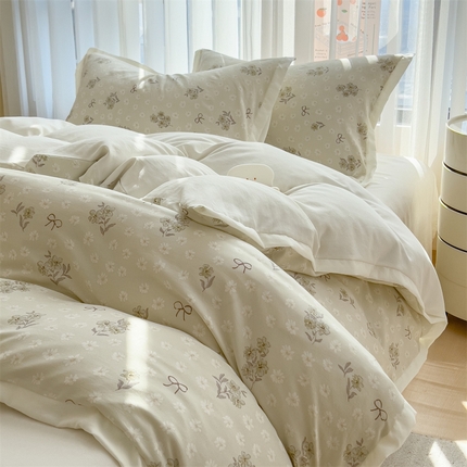 兄弟坊 2025新款小清新四层纱印花四件套 春华