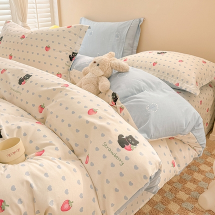 91家纺网 家纺一手货源 找家纺 绵庭家纺 2025新款12868全棉套件单品系列二四件套 甜心蜜趣