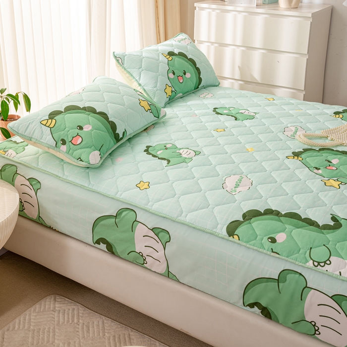 91家纺网 家纺一手货源 找家纺 云玲时尚 2025新款三防磨毛防水夹棉单人枕套 小恐龙