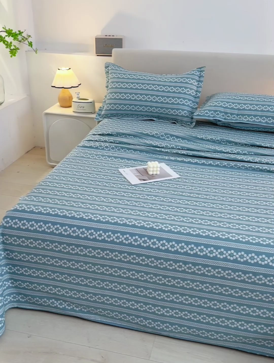 91家纺网 家纺一手货源 找家纺 润淳家居 2025新款老粗布三件套及单品 花条时尚 蓝