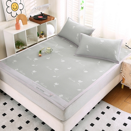 91家纺网 家纺一手货源 找家纺 （总）席万佳 2025新款A类高克重凉感冰豆豆凉席软席子凉席三件套-绑带款