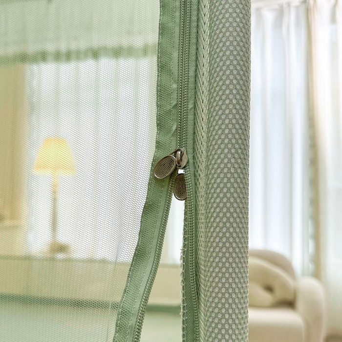 91家纺网 家纺一手货源 找家纺 梦尔佳蚊帐 2025新款双层花边全包围全底款和床笠款三开门蚊帐-863系列青春亮丽 沫绿