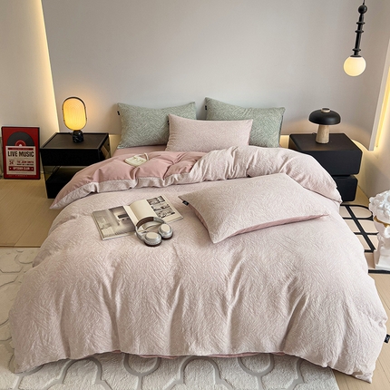 91家纺网 家纺一手货源 找家纺 （总）静家居-简约原创家纺 四季款三层纱本色加厚提花四件套