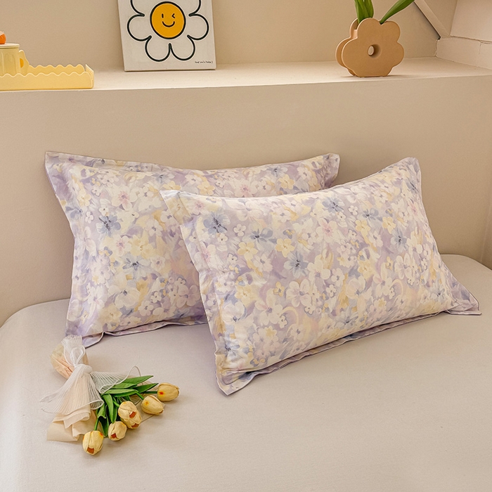 91家纺网 家纺一手货源 找家纺 绵庭家纺 2025新款12868全棉套件单品系列二单枕套 香颂蝶舞