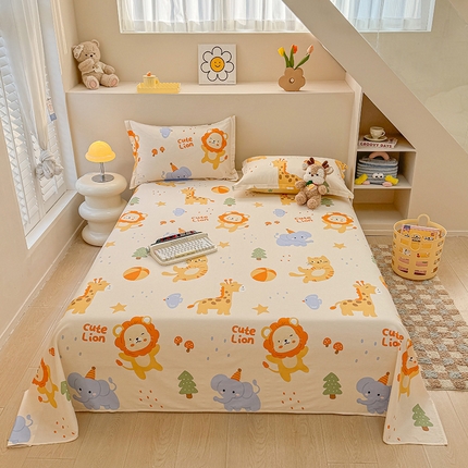 绵庭家纺 2025新款12868全棉套件单品系列二单床单 狮子乐园