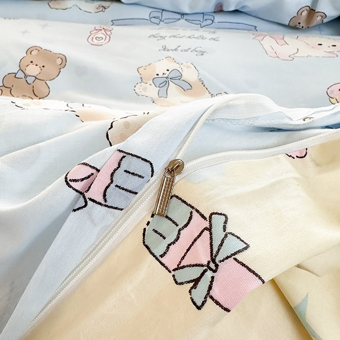 91家纺网 家纺一手货源 找家纺 绵庭家纺 2025新款12868全棉套件单品系列二单被套 奶油阿布-蓝