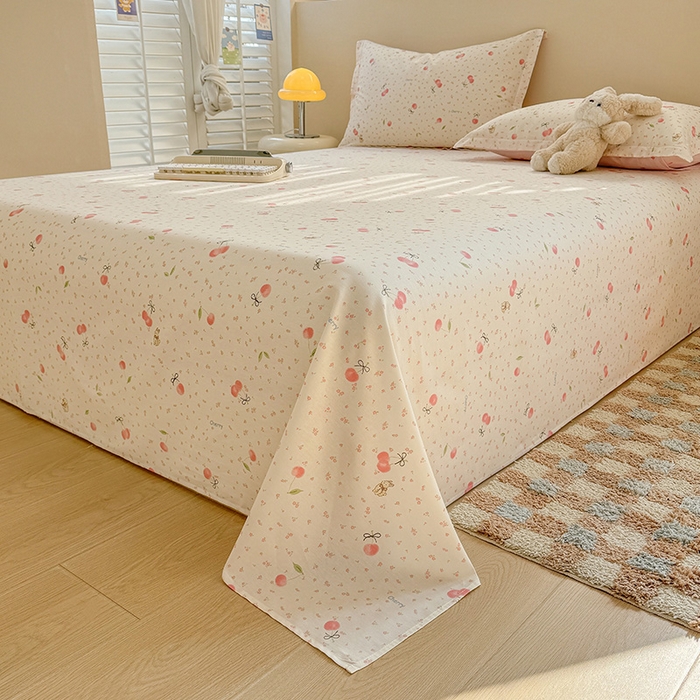 91家纺网 家纺一手货源 找家纺 绵庭家纺 2025新款12868全棉套件单品系列二单床单 樱桃甜宠