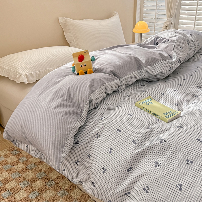 91家纺网 家纺一手货源 找家纺 绵庭家纺 2025新款12868全棉套件单品系列二单被套 樱姿-灰