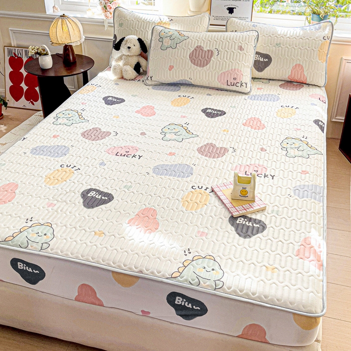 91家纺网 家纺一手货源 找家纺 富馨莱 2025新款A类凉感丝空气纤维凉席床笠款 萌萌龙