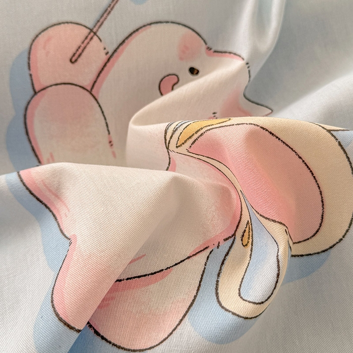 91家纺网 家纺一手货源 找家纺 2025新款12868全棉套件单品系列二单床笠 月亮兔