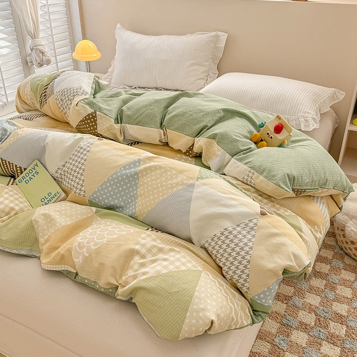 91家纺网 家纺一手货源 找家纺 绵庭家纺 2025新款12868全棉套件单品系列二单被套 云峰-绿