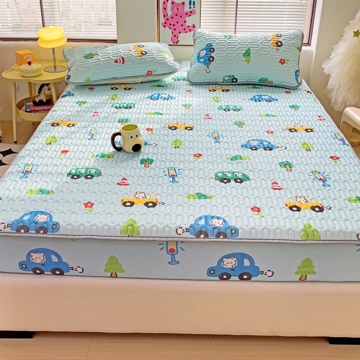 91家纺网 家纺一手货源 找家纺 富馨莱 2025新款A类凉感丝空气纤维凉席床笠款 小汽车