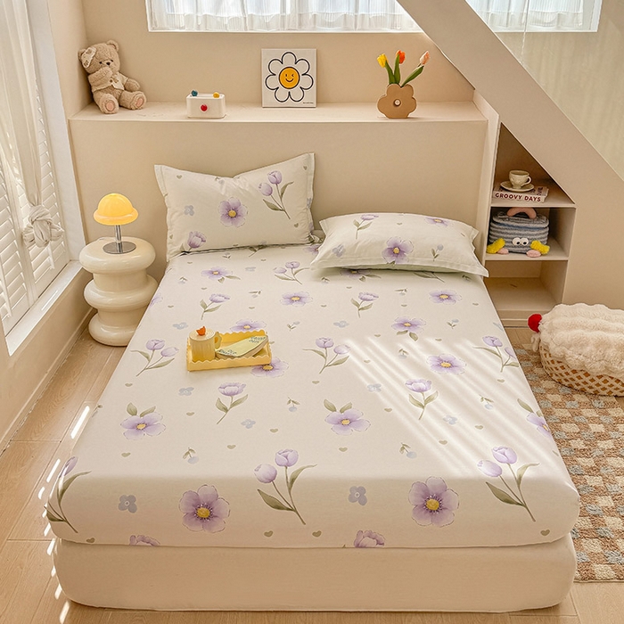 91家纺网 家纺一手货源 找家纺 2025新款12868全棉套件单品系列二单床笠 奇异花朵