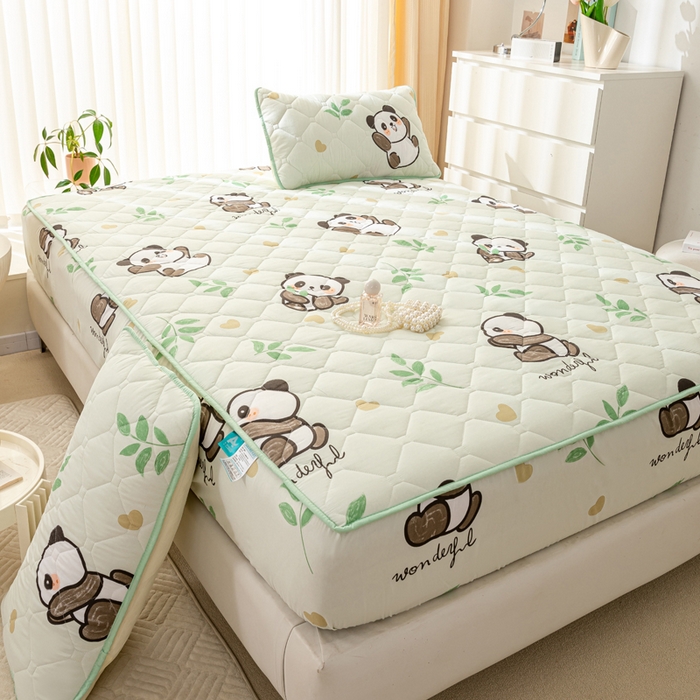 91家纺网 家纺一手货源 找家纺 云玲时尚 2025新款三防磨毛防水夹棉单人枕套 幸福熊猫