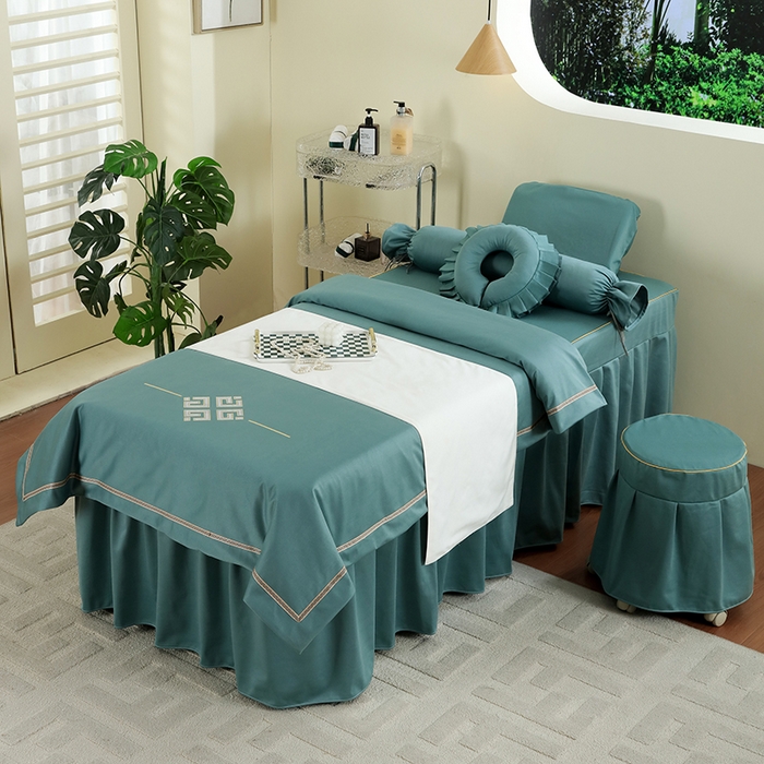 91家纺网 家纺一手货源 找家纺 千姿坊 2025新款床罩四件套-倾城 倾城-孔雀绿