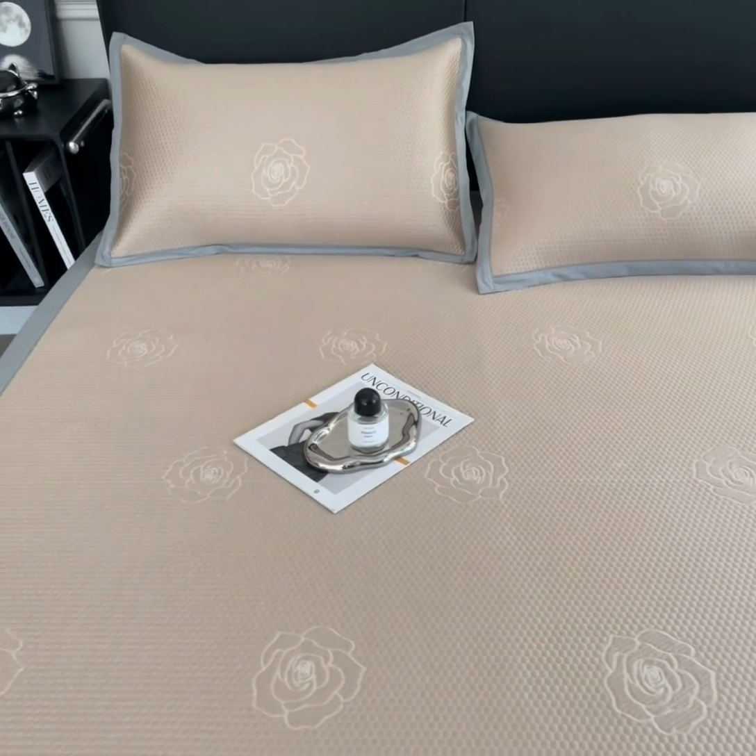 91家纺网 家纺一手货源 找家纺 欧邦 2025新款A类3D立体提花冰豆豆凉席 冰豆豆-摩卡咖