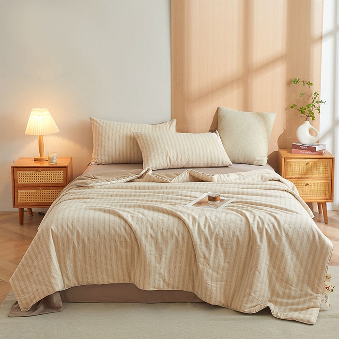 91家纺网 家纺一手货源 找家纺 金喜2025 全棉夏被四件套新疆棉花被全棉床单床笠春秋被-棉花被四件套系列 乐事米