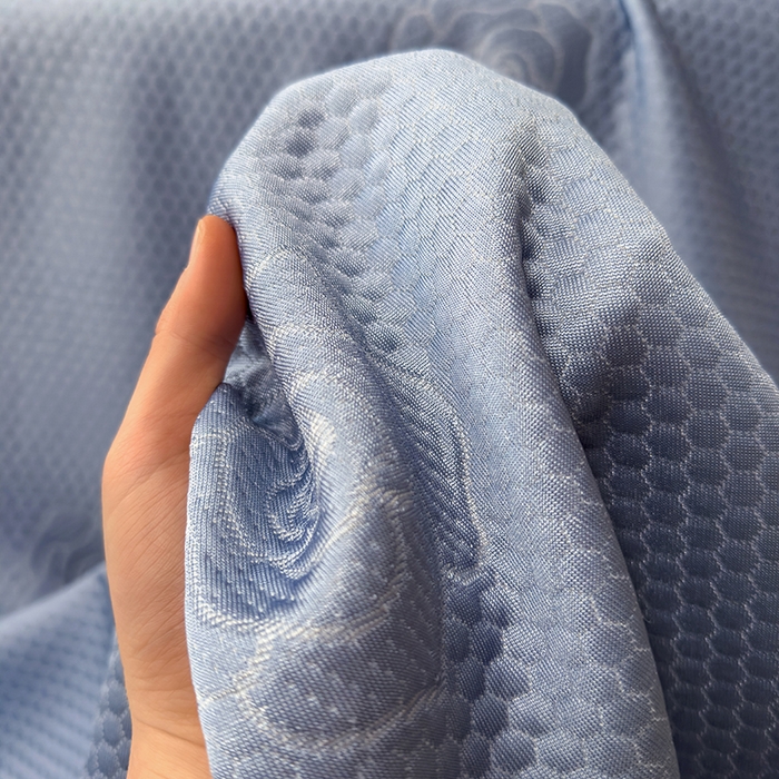 91家纺网 家纺一手货源 找家纺 欧邦 2025新款A类3D提花冰豆豆床笠款凉席 床笠款-蓝灰