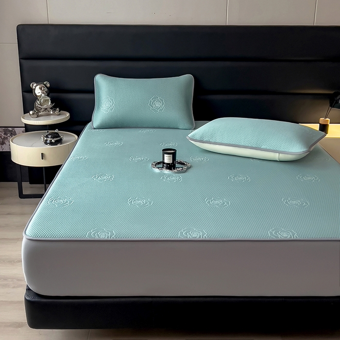 91家纺网 家纺一手货源 找家纺 （总）欧邦 2025新款A类3D提花冰豆豆床笠款凉席