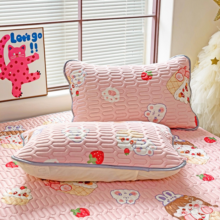 91家纺网 家纺一手货源 找家纺 富馨莱 2025新款A类凉感丝空气纤维凉席床笠款 萌萌女孩