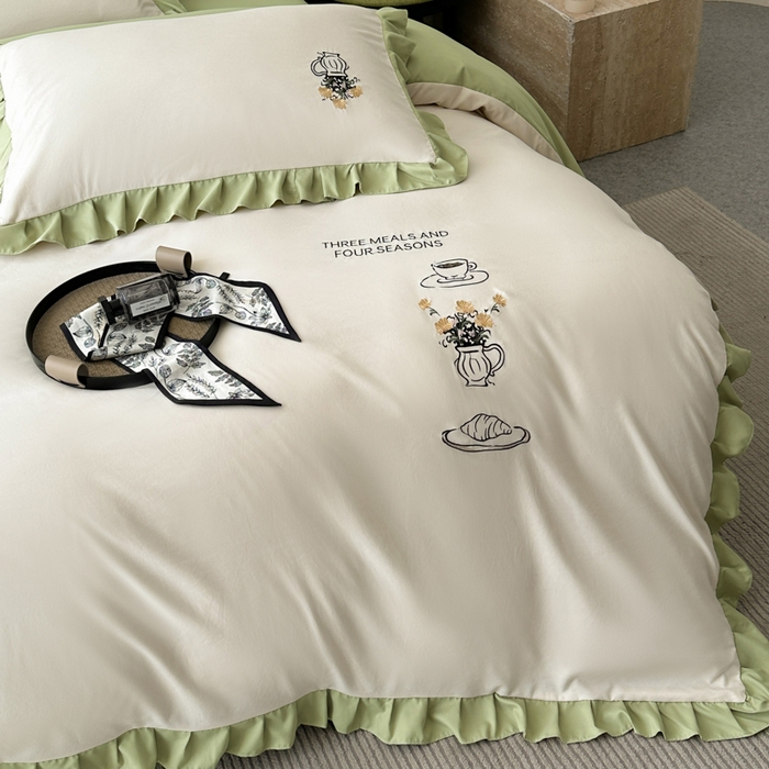 91家纺网 家纺一手货源 找家纺 （总）汣沐生活 2025新款亲肤绣花花边四件套