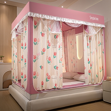 锦逸家居 2025新款坐床式防摔遮光蚊帐 郁金花开-遮光