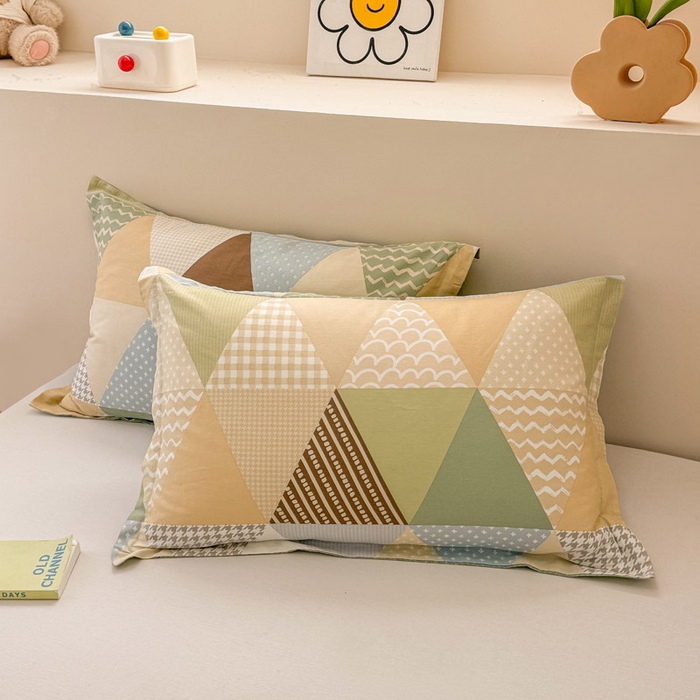 91家纺网 家纺一手货源 找家纺 绵庭家纺 2025新款12868全棉套件单品系列二单枕套 云峰-绿