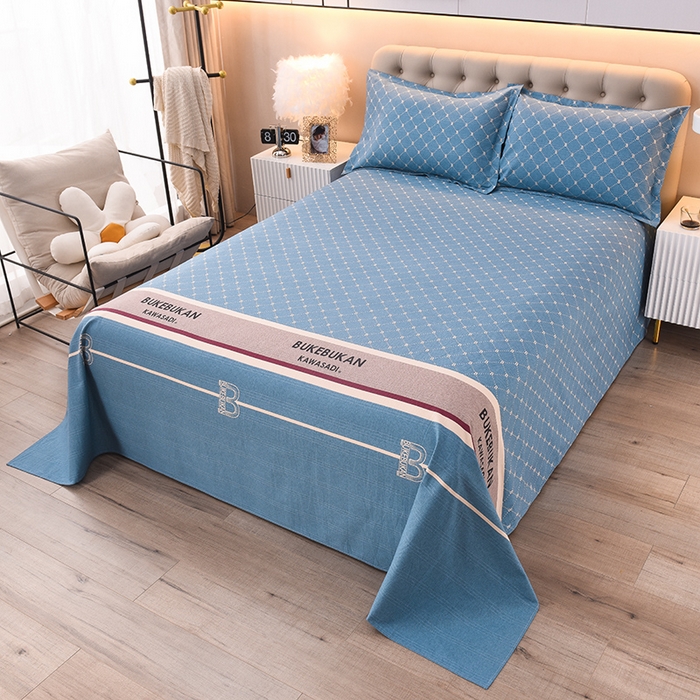 91家纺网 家纺一手货源 找家纺 润淳家居 2025新款老粗布三件套及单品 罗曼蒂克 蓝