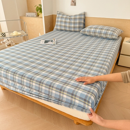 91家纺网 家纺一手货源 找家纺 （总）晓时候 2025新款100%全棉色织水洗棉床笠全棉床笠纯棉床笠