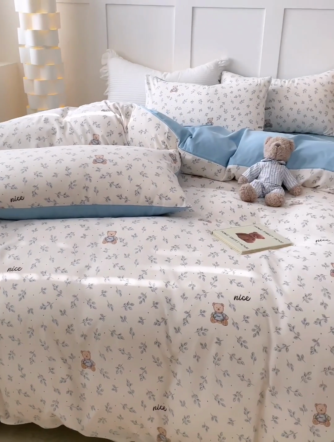 91家纺网 家纺一手货源 找家纺 汣沐生活 2025新款针织棉印花款四件套 小熊山茶