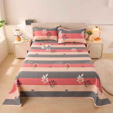 润淳家居 2025新款老粗布三件套及单品 叶影雅条 粉