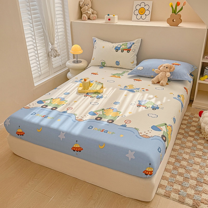 91家纺网 家纺一手货源 找家纺 2025新款12868全棉套件单品系列二单床笠 太空旅行