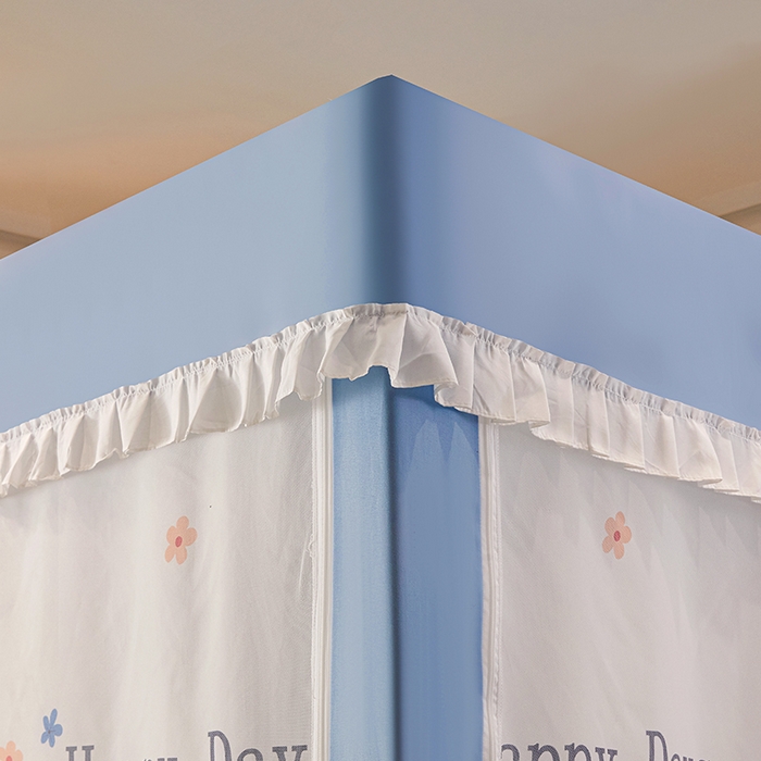 91家纺网 家纺一手货源 找家纺 锦逸家居 2025新款坐床式防摔遮光蚊帐 花开烂漫-不遮光