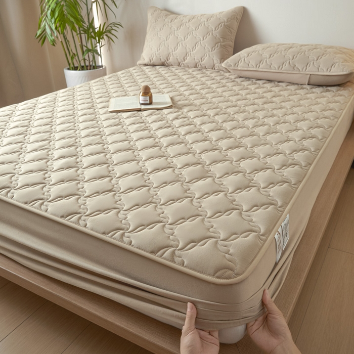 91家纺网 家纺一手货源 找家纺 雪云美2025新款全棉夹棉床笠13372斜纹A类纯棉床罩可定制尺寸-风车款 风车-健康驼