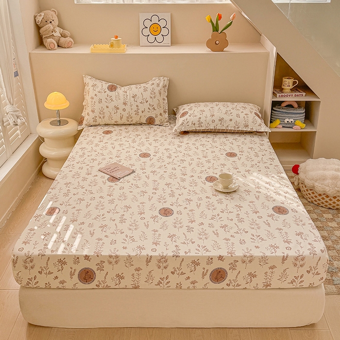 91家纺网 家纺一手货源 找家纺 2025新款12868全棉套件单品系列二单床笠 烟染秋色