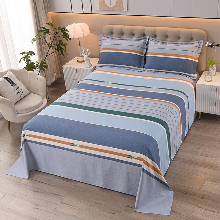 91家纺网 家纺一手货源 找家纺 润淳家居 2025新款老粗布三件套及单品 条致 蓝