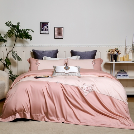 91家纺网 家纺一手货源 找家纺 （总）U品汇 2025新品120支60s双股贡缎长绒棉重工刺绣花纯棉全棉四件套