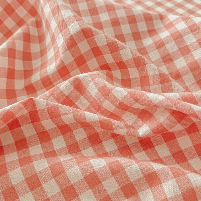 91家纺网 家纺一手货源 找家纺 晓时候 2025新款100%全棉色织水洗棉床单全棉床单纯棉床单 粉小格