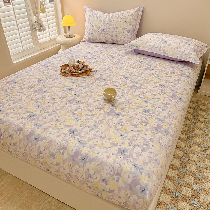 91家纺网 家纺一手货源 找家纺 2025新款12868全棉套件单品系列二单床笠 香颂蝶舞