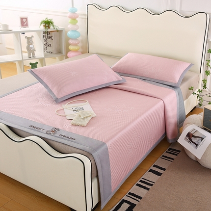 91家纺网 家纺一手货源 找家纺 （总）席万佳 2025新款A类高克重凉感冰豆豆凉席软席子凉席三件套-绑带款