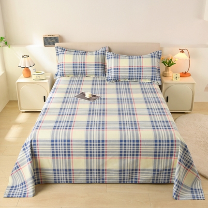 润淳家居 2025新款老粗布三件套及单品 漾格 蓝